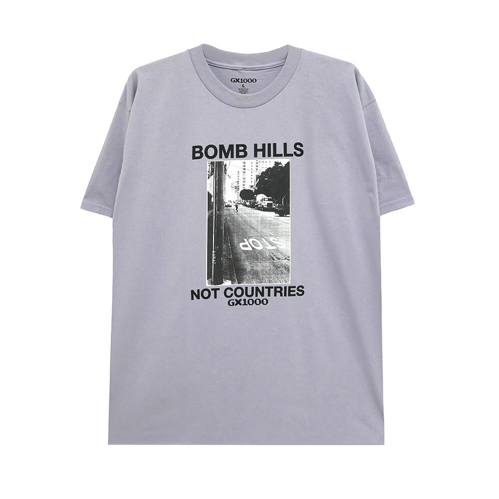 GX1000 T-SHIRT ジーエックス1000 Tシャツ BOMB HILLS NOT COUNTRIES LILAC CHALK スケートボード スケボー 