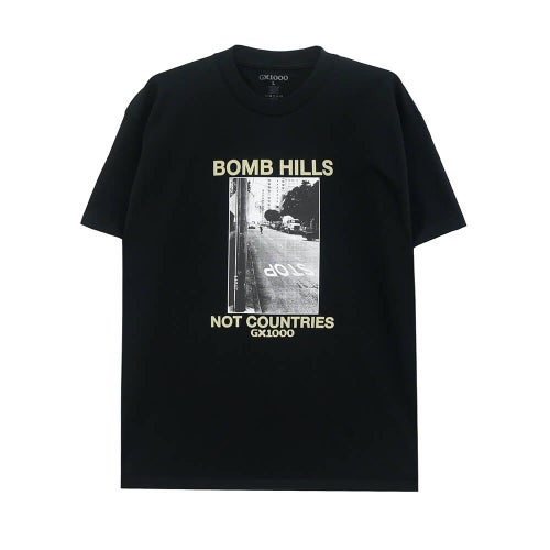 GX1000 T-SHIRT ジーエックス1000 Tシャツ BOMB HILLS NOT COUNTRIES BLACK/TAN スケートボード スケボー 
