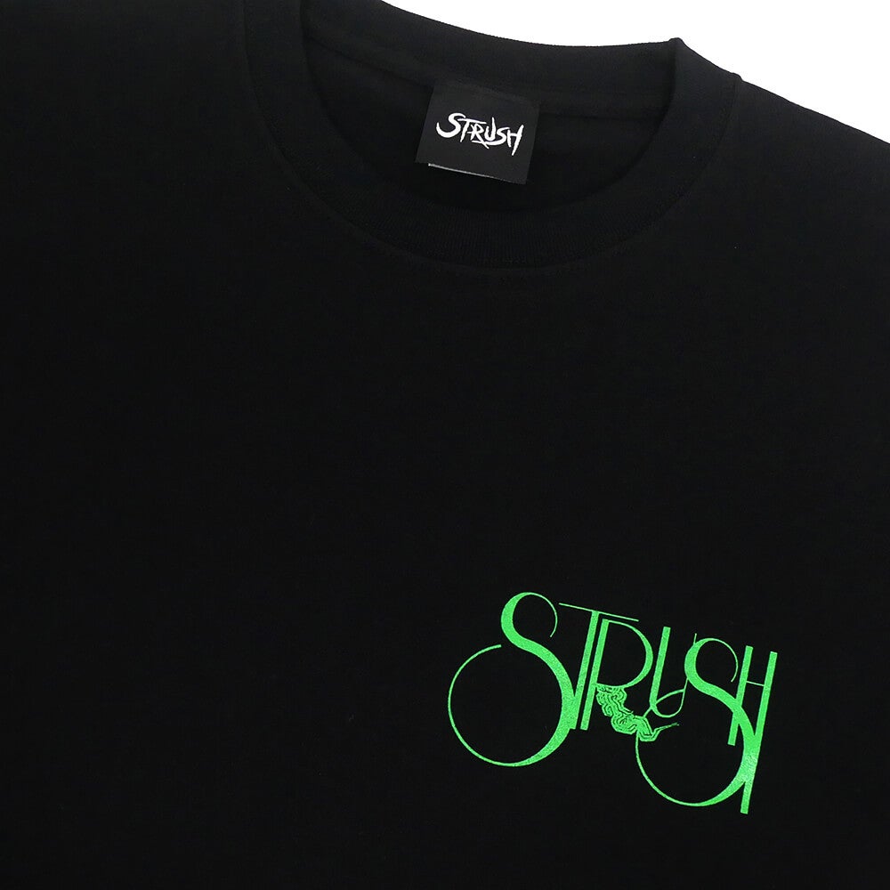STRUSH T-SHIRT ストラッシュ Tシャツ FOOT PRINTS BLACK スケートボード スケボー 2