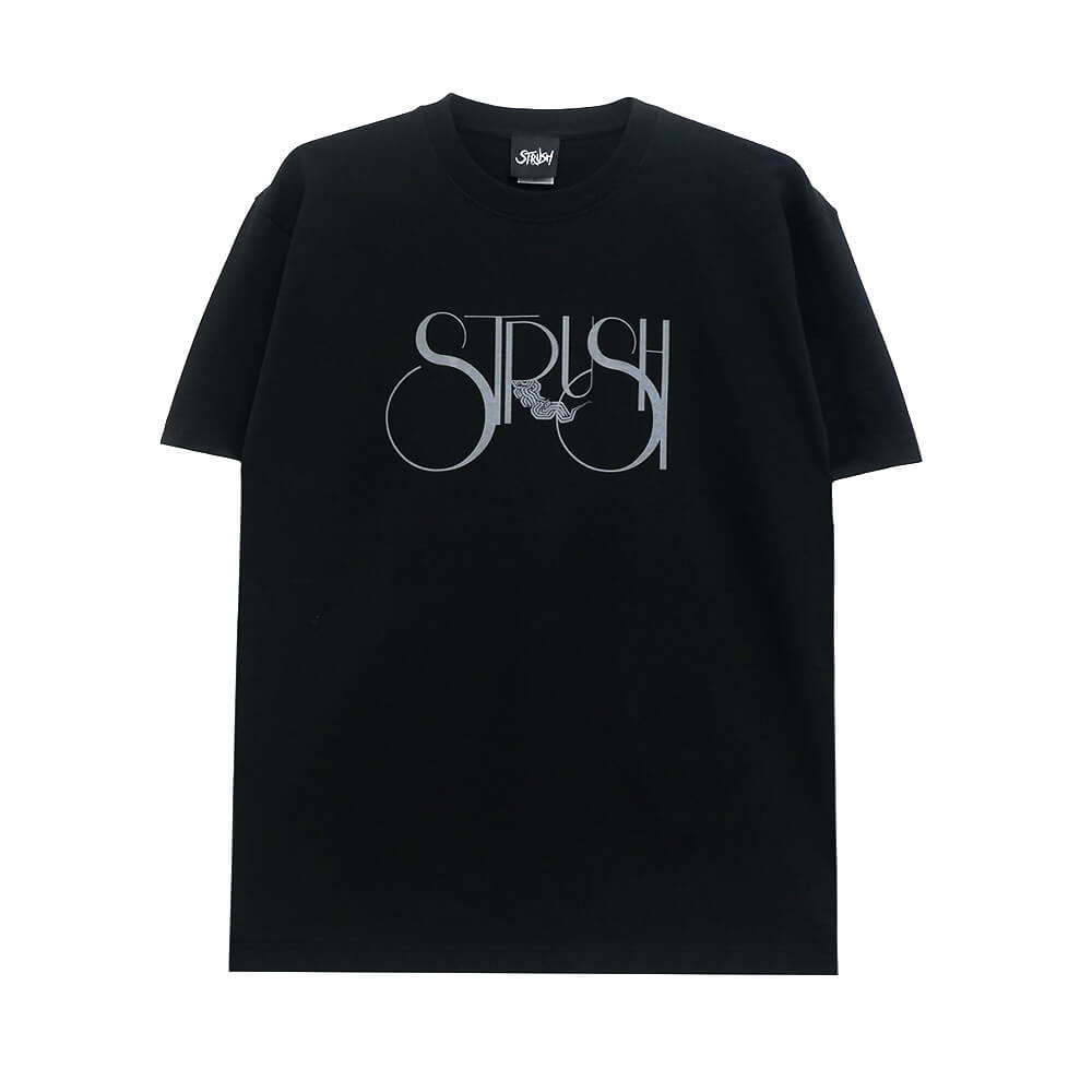 STRUSH T-SHIRT ストラッシュ Tシャツ SMOKE LOGO BLACK スケートボード スケボー 