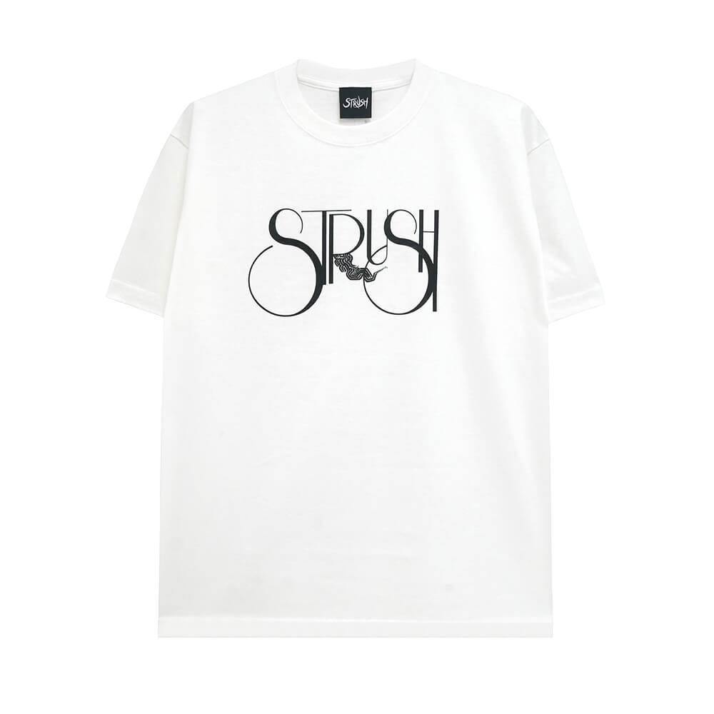 STRUSH T-SHIRT ストラッシュ Tシャツ SMOKE LOGO WHITE スケートボード スケボー 