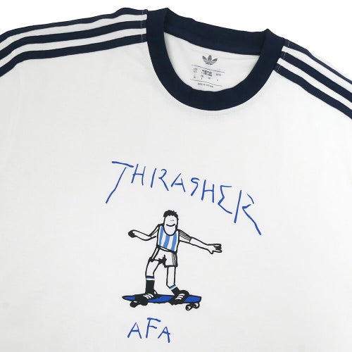 ADIDAS SKATEBOARDING T-SHIRT アディダススケートボーディング Tシャツ THRASHER x AFA GONZ RINGER KX4548 WHITE スケートボード スケボー 1
