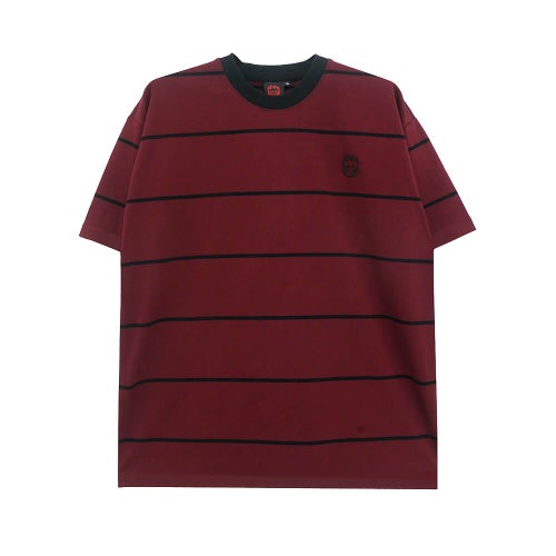 SPITFIRE T-SHIRT スピットファイヤー Tシャツ BIGHEAD EMB STRIPE BURGUNDY/BLACK スケートボード スケボー 