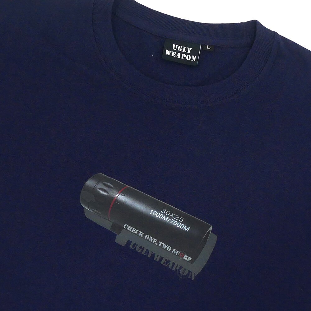 UGLY WEAPON T-SHIRT アグリーウェポン Tシャツ CHECK ONE TWO NAVY スケートボード スケボー 1