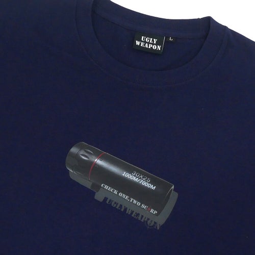 UGLY WEAPON T-SHIRT アグリーウェポン Tシャツ CHECK ONE TWO NAVY スケートボード スケボー 1