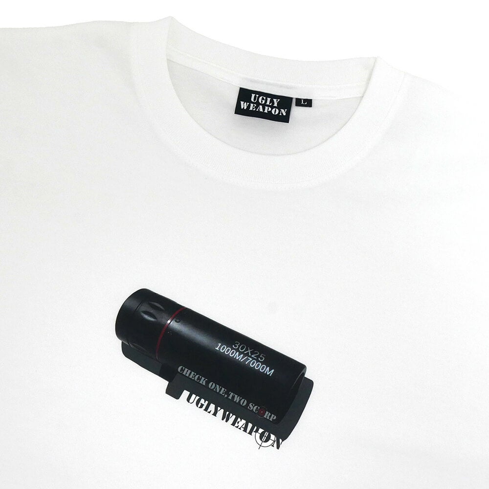 UGLY WEAPON T-SHIRT アグリーウェポン Tシャツ CHECK ONE TWO WHITE スケートボード スケボー 1