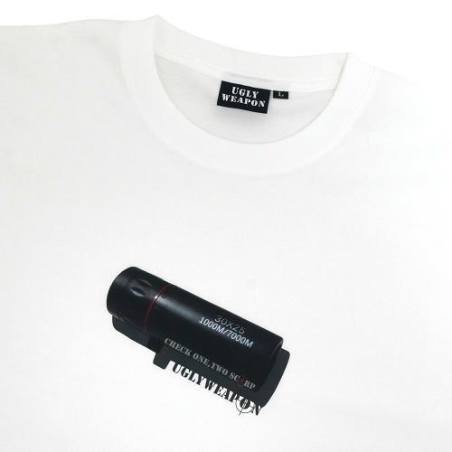 UGLY WEAPON T-SHIRT アグリーウェポン Tシャツ CHECK ONE TWO WHITE スケートボード スケボー 1