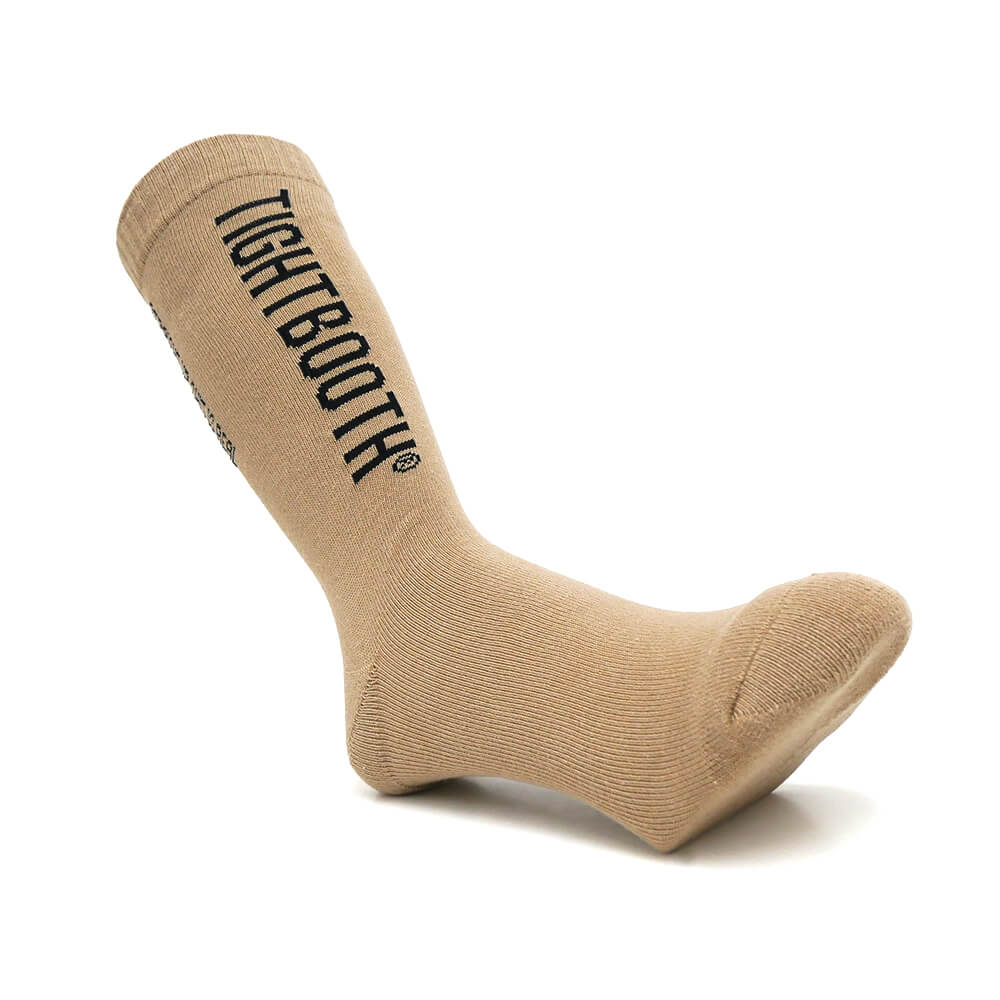 TIGHTBOOTH（TBPR）SOCKS タイトブース ソックス 靴下 LABEL LOGO SOCKS BEIGE スケートボード スケボー 
