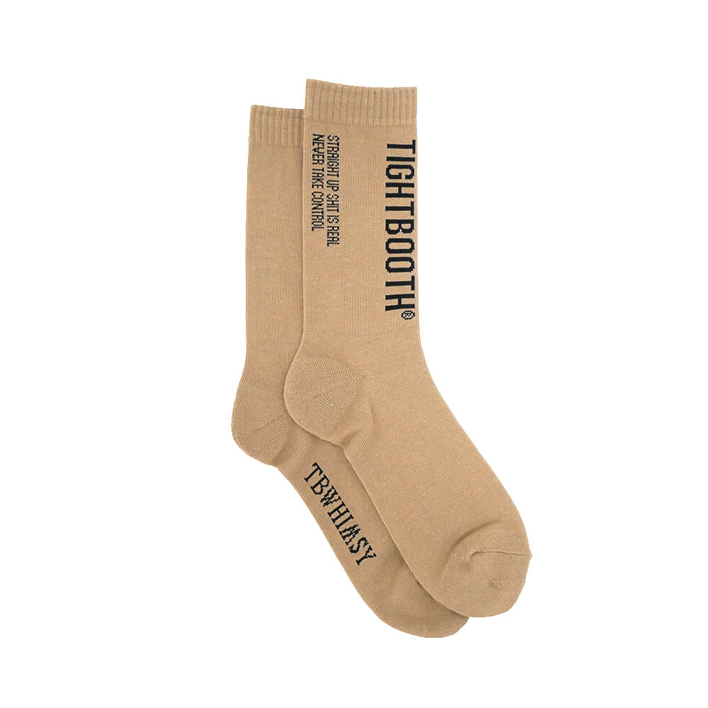  TIGHTBOOTH（TBPR）SOCKS タイトブース ソックス 靴下 LABEL LOGO SOCKS BEIGE スケートボード スケボー 3
