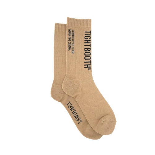  TIGHTBOOTH（TBPR）SOCKS タイトブース ソックス 靴下 LABEL LOGO SOCKS BEIGE スケートボード スケボー 3