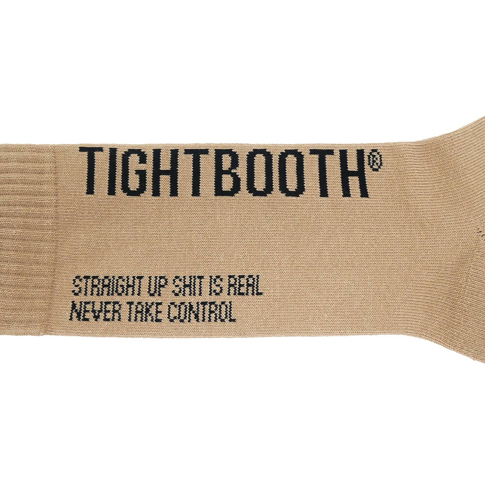  TIGHTBOOTH（TBPR）SOCKS タイトブース ソックス 靴下 LABEL LOGO SOCKS BEIGE スケートボード スケボー 4