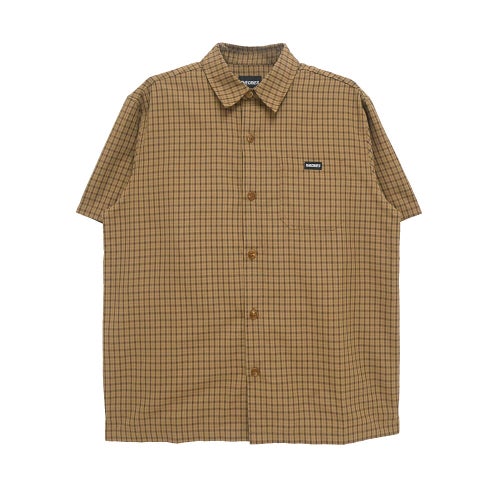  THEORIES SHORT SLEEVE SHIRTS セオリーズ 半袖シャツ AVIGNON FLANNEL BUTTON UP CARAMEL スケートボード スケボー 