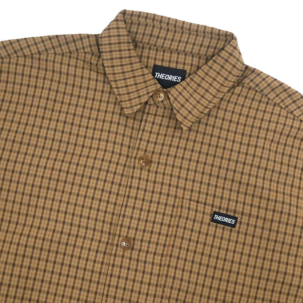  THEORIES SHORT SLEEVE SHIRTS セオリーズ 半袖シャツ AVIGNON FLANNEL BUTTON UP CARAMEL スケートボード スケボー 1