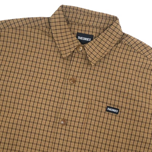  THEORIES SHORT SLEEVE SHIRTS セオリーズ 半袖シャツ AVIGNON FLANNEL BUTTON UP CARAMEL スケートボード スケボー 1
