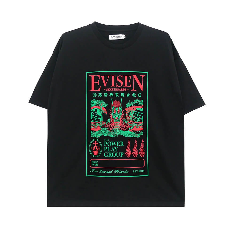 EVISEN T-SHIRT エビセン Tシャツ DRAGON LABEL BLACK スケートボード スケボー 