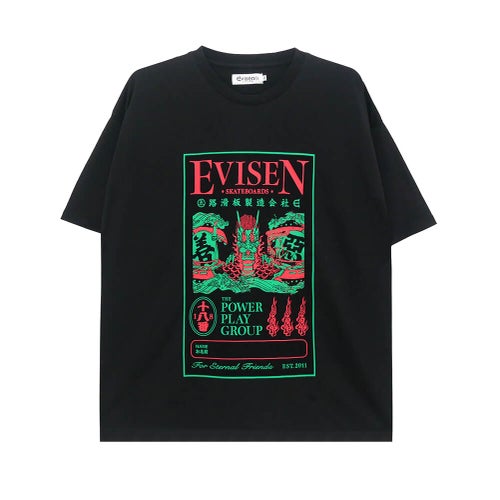 EVISEN T-SHIRT エビセン Tシャツ DRAGON LABEL BLACK スケートボード スケボー 