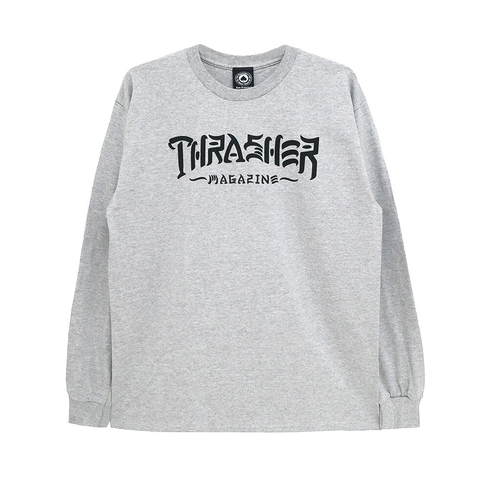 THRASHER LONG SLEEVE スラッシャー ロングスリーブTシャツ THRASH & DESTROY GREY（US企画） スケートボード スケボー 