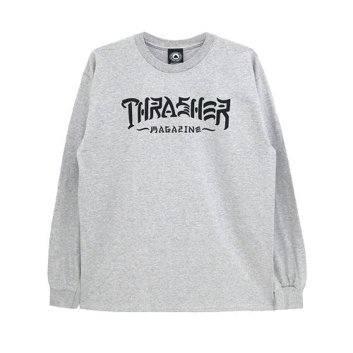 THRASHER LONG SLEEVE スラッシャー ロングスリーブTシャツ THRASH & DESTROY GREY（US企画） スケートボード スケボー 