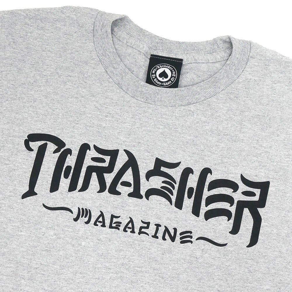 THRASHER LONG SLEEVE スラッシャー ロングスリーブTシャツ THRASH & DESTROY GREY（US企画） スケートボード スケボー 1