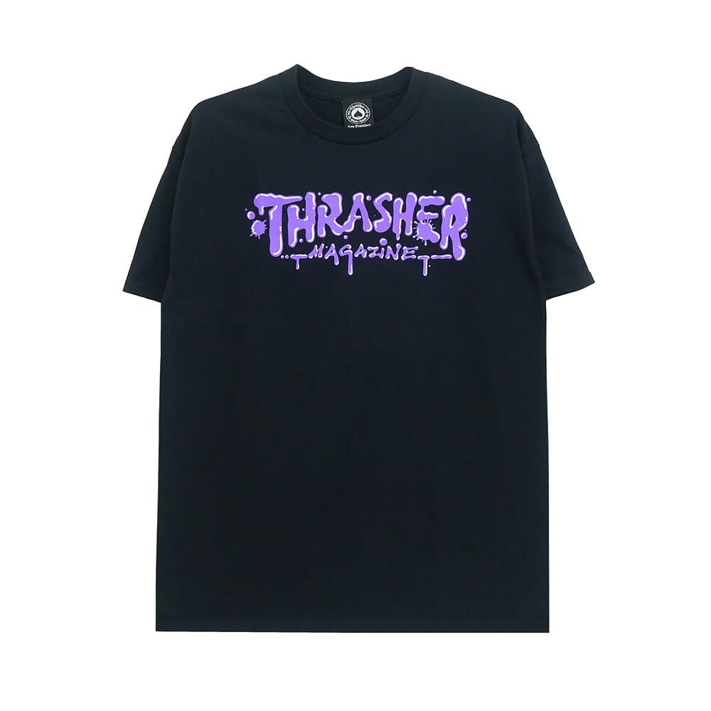 THRASHER T-SHIRT スラッシャー Tシャツ WET PAINT BLACK（US企画） スケートボード スケボー 