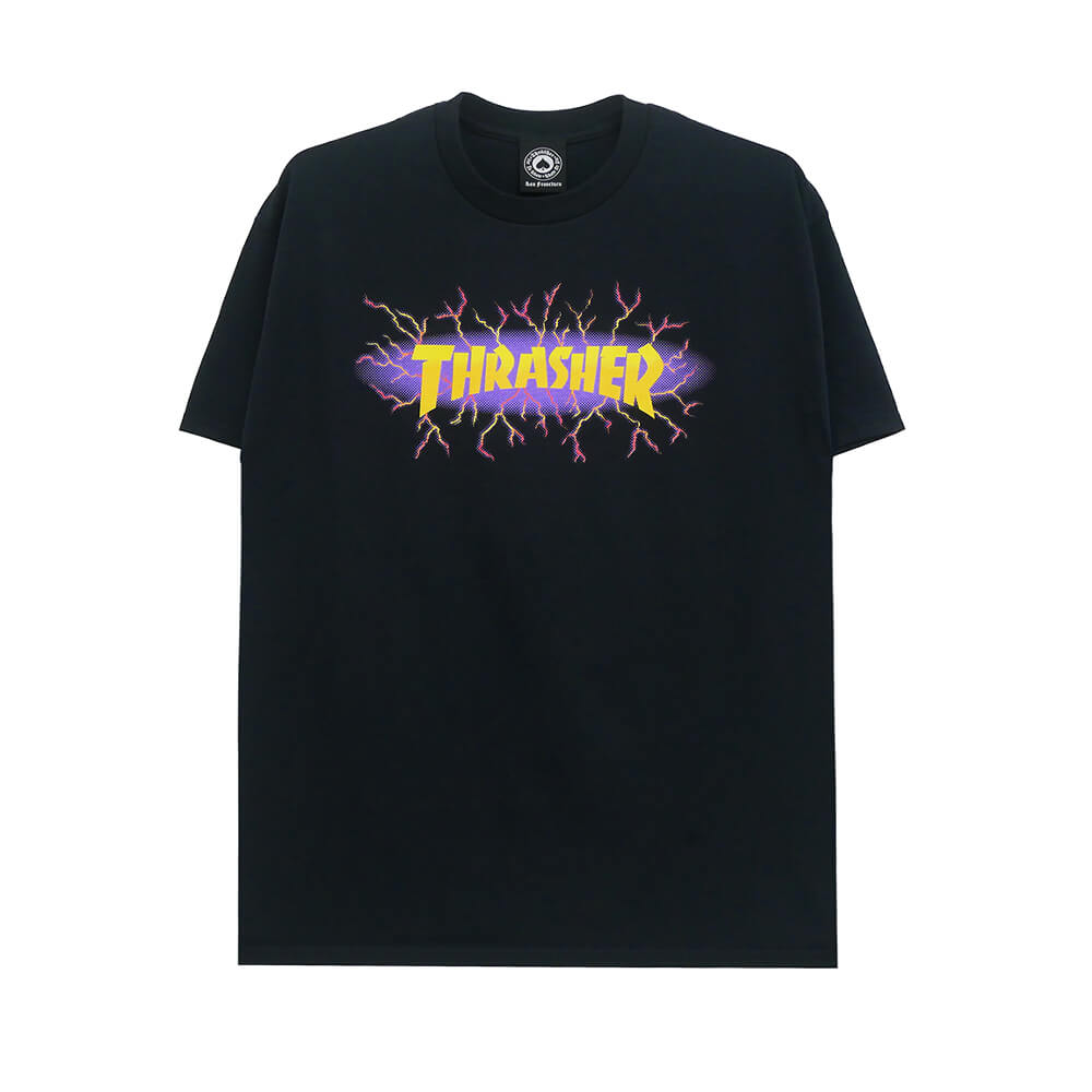 THRASHER T-SHIRT スラッシャー Tシャツ LIGHTNING BLACK（US企画） スケートボード スケボー 