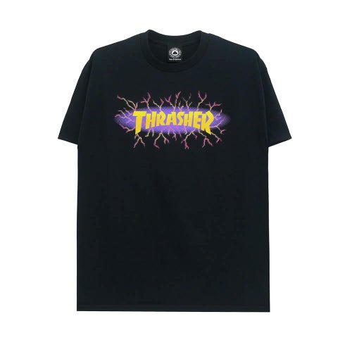 THRASHER T-SHIRT スラッシャー Tシャツ LIGHTNING BLACK（US企画） スケートボード スケボー 