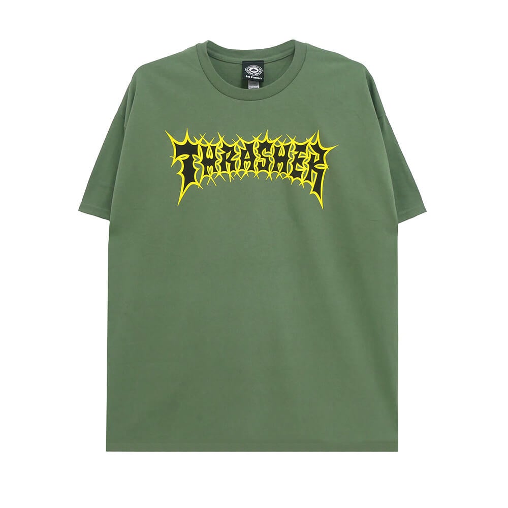 THRASHER T-SHIRT スラッシャー Tシャツ SPIKEY MILITARY GREEN（US企画） スケートボード スケボー 