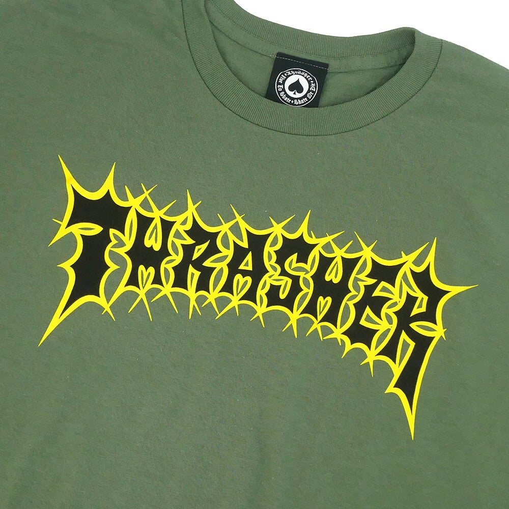 1*o様 THRASHER ボーダー Tシャツ グリーン スラッシャー スケータ THRASHER T-SHIRT スラッシャー Tシャツ SPIKEY MILITARY GREEN（US