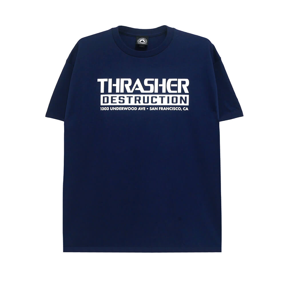 THRASHER T-SHIRT スラッシャー Tシャツ DESTRUCTION NAVY（US企画） スケートボード スケボー 1