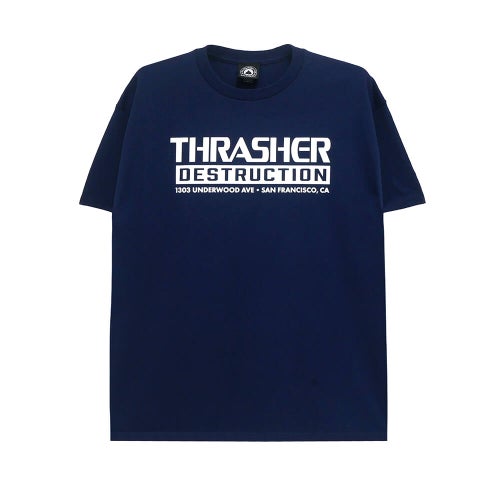 THRASHER T-SHIRT スラッシャー Tシャツ DESTRUCTION NAVY（US企画） スケートボード スケボー 1