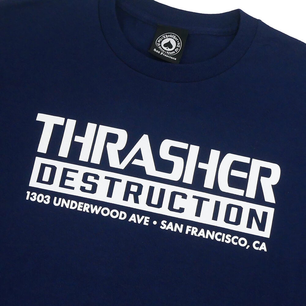 THRASHER T-SHIRT スラッシャー Tシャツ DESTRUCTION NAVY（US企画） スケートボード スケボー 2