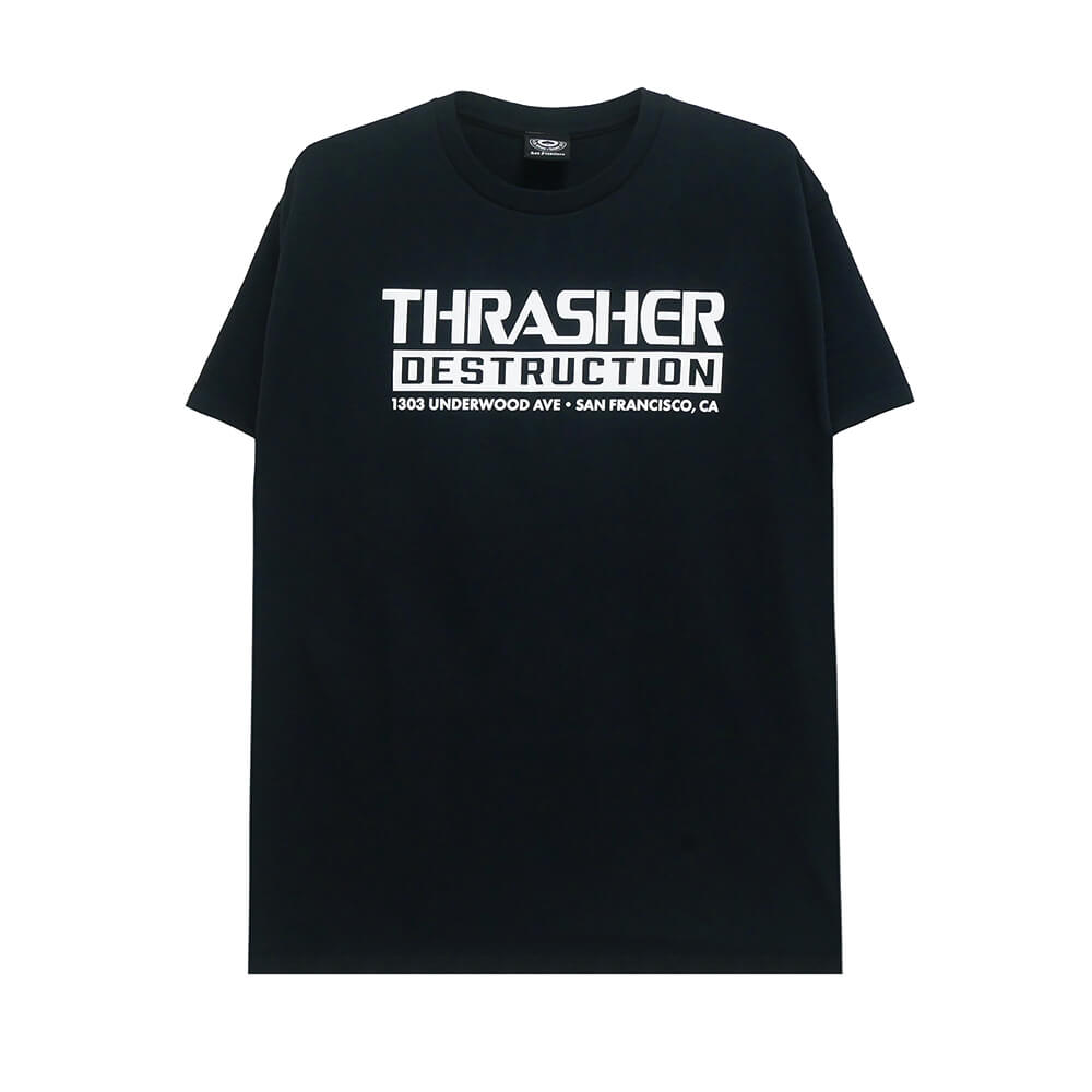THRASHER T-SHIRT スラッシャー Tシャツ DESTRUCTION BLACK（US企画） スケートボード スケボー 1