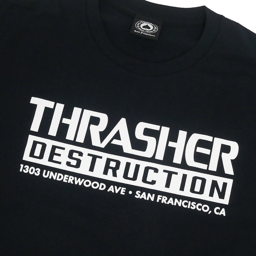 THRASHER T-SHIRT スラッシャー Tシャツ DESTRUCTION BLACK（US企画） スケートボード スケボー 2