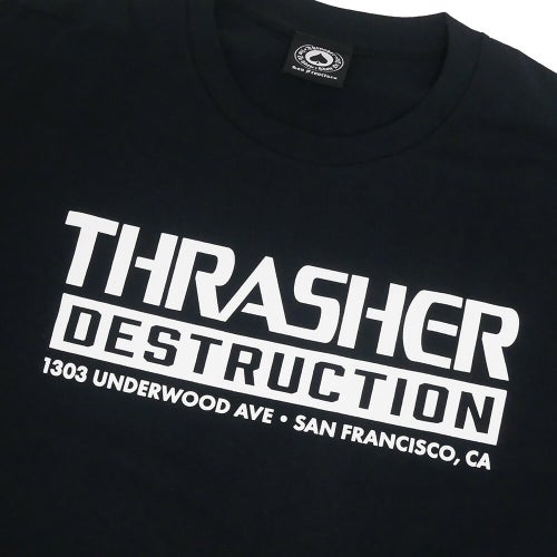 THRASHER T-SHIRT スラッシャー Tシャツ DESTRUCTION BLACK（US企画） スケートボード スケボー 2