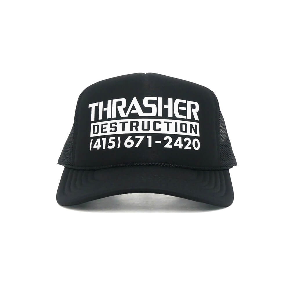 THRASHER MESHCAP スラッシャー メッシュキャップ DESTRUCTION TRUCKER BLACK/BLACK（US企画） スケートボード スケボー 1