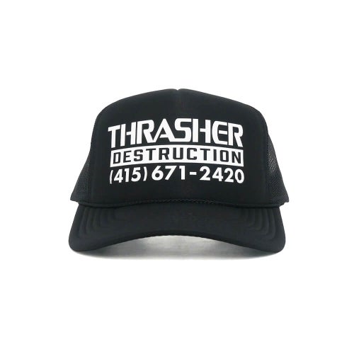 THRASHER MESHCAP スラッシャー メッシュキャップ DESTRUCTION TRUCKER BLACK/BLACK（US企画） スケートボード スケボー 1