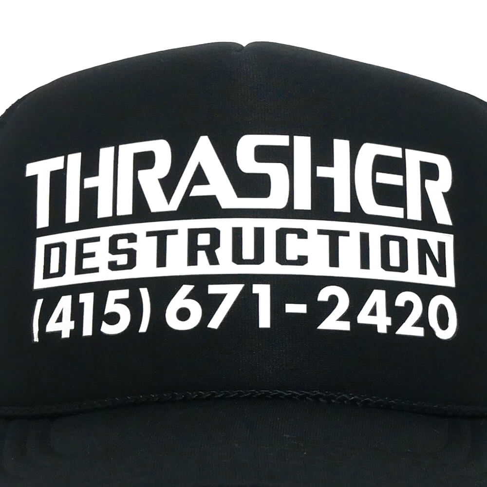THRASHER MESHCAP スラッシャー メッシュキャップ DESTRUCTION TRUCKER BLACK/BLACK（US企画） スケートボード スケボー 4
