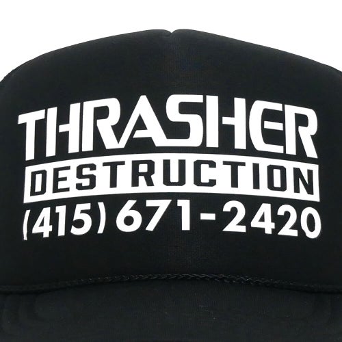 THRASHER MESHCAP スラッシャー メッシュキャップ DESTRUCTION TRUCKER BLACK/BLACK（US企画） スケートボード スケボー 4