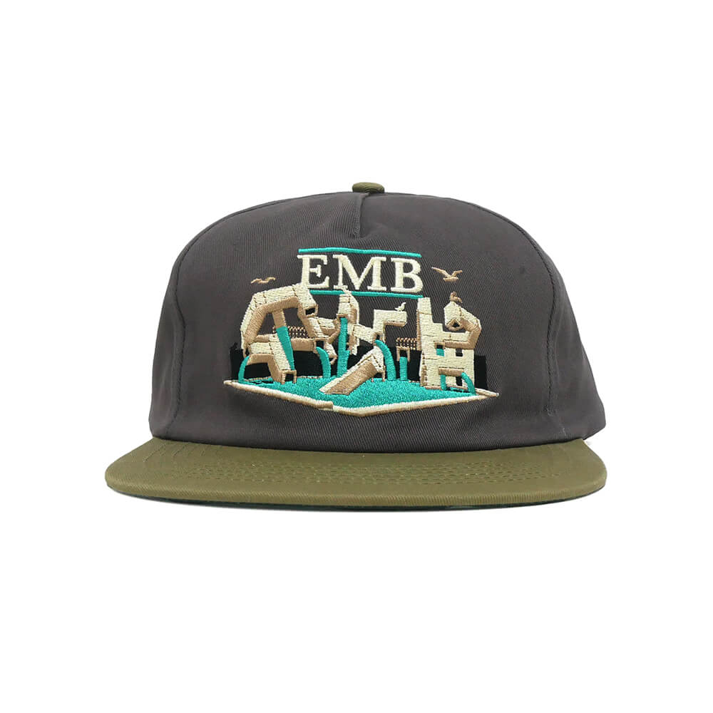 REAL CAP リアル キャップ EMB SNAPBACK CHARCOAL/TAN スケートボード スケボー 1