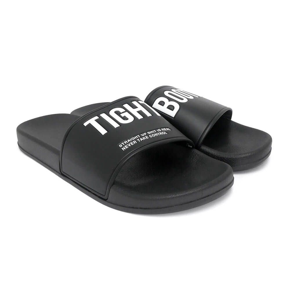 TIGHTBOOTH（TBPR）SANDAL タイトブース サンダル BIG LABEL SLIDE SANDAL BLACK スケートボード スケボー 1