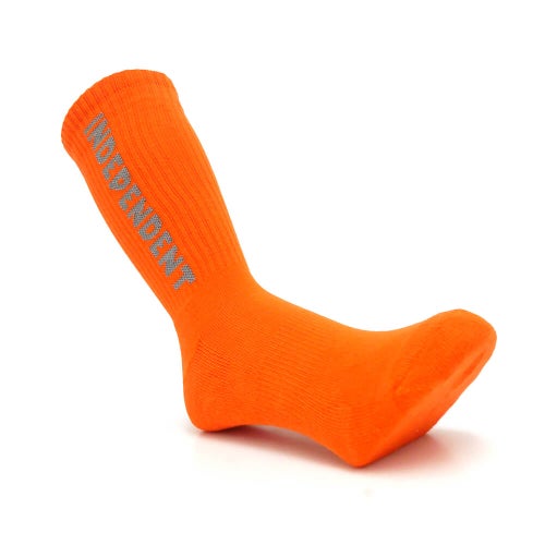  INDEPENDENT SOCKS インディペンデント ソックス 靴下 BASELINE 2 PACK WHITE/ORANGE スケートボード スケボー 5