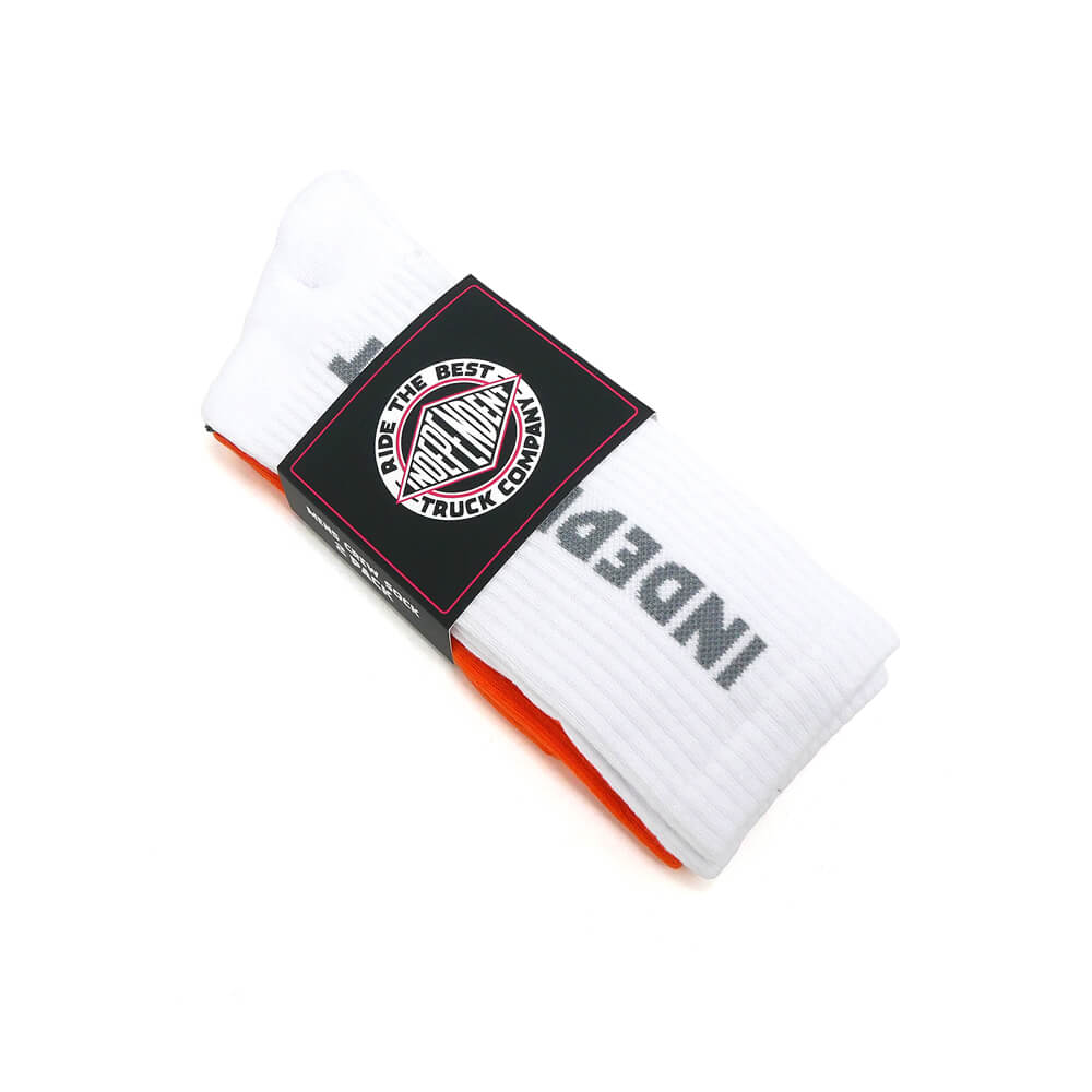  INDEPENDENT SOCKS インディペンデント ソックス 靴下 BASELINE 2 PACK WHITE/ORANGE スケートボード スケボー 10