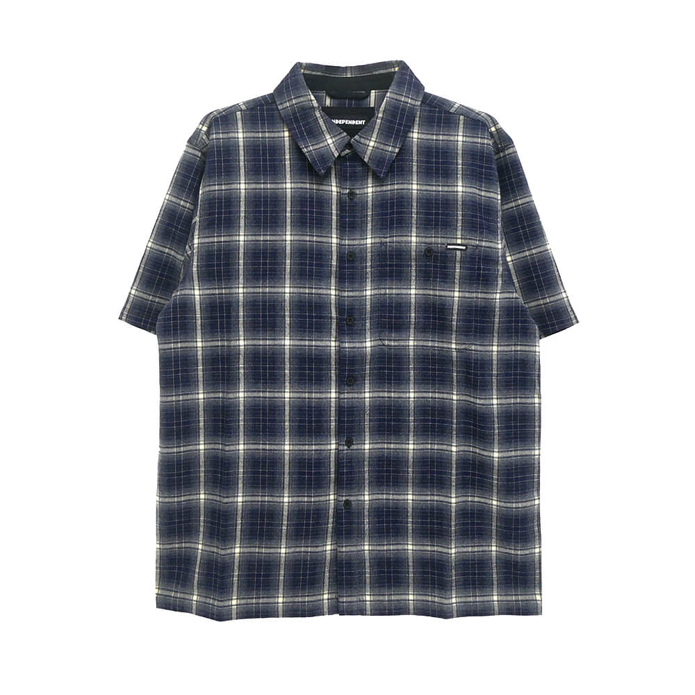 INDEPENDENT SHORT SLEEVE SHIRTS インディペンデント 半袖シャツ BELMONT FLANNEL NAVY/WHITE スケートボード スケボー 