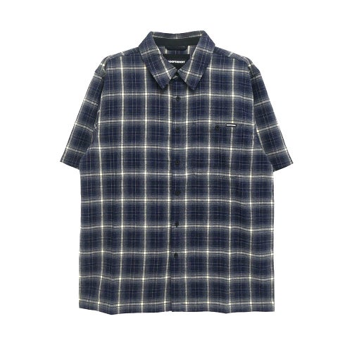 INDEPENDENT SHORT SLEEVE SHIRTS インディペンデント 半袖シャツ BELMONT FLANNEL NAVY/WHITE スケートボード スケボー 