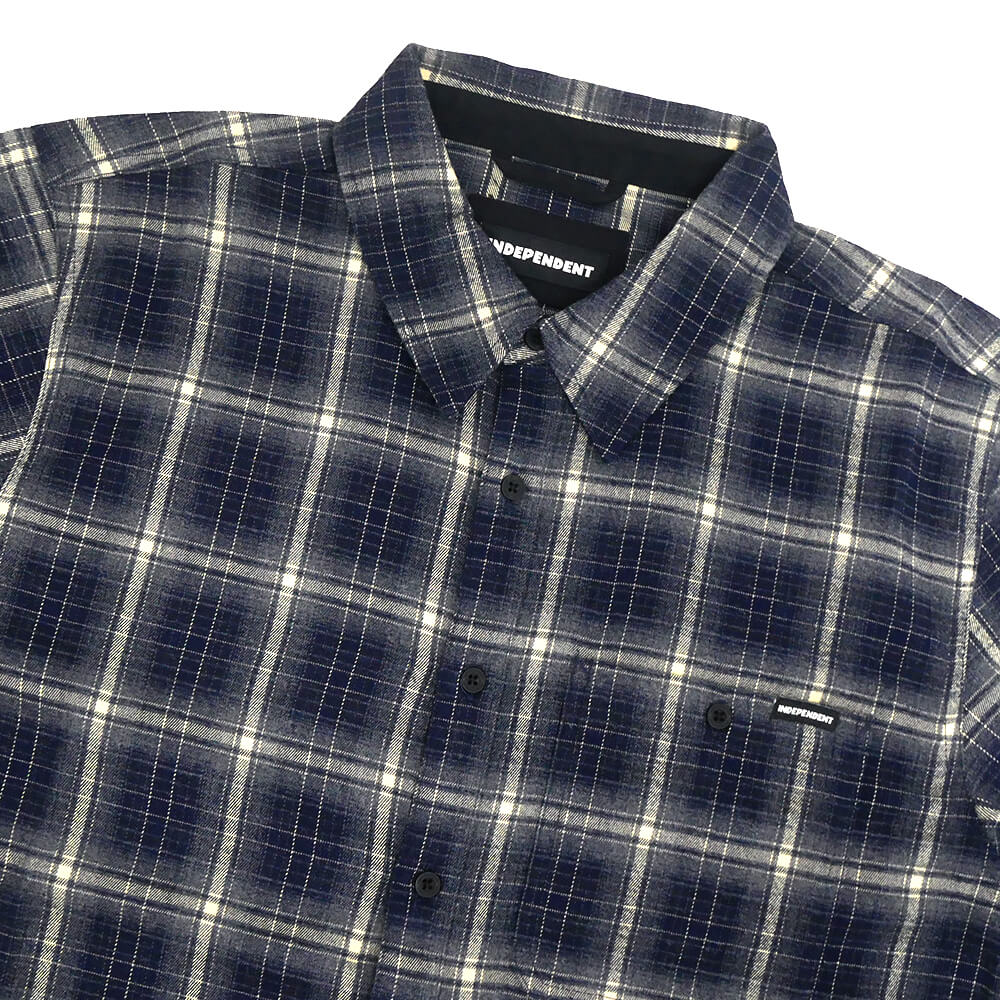 INDEPENDENT SHORT SLEEVE SHIRTS インディペンデント 半袖シャツ BELMONT FLANNEL NAVY/WHITE スケートボード スケボー 1