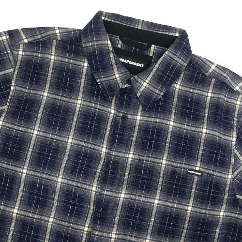 INDEPENDENT SHORT SLEEVE SHIRTS インディペンデント 半袖シャツ BELMONT FLANNEL NAVY/WHITE スケートボード スケボー 1