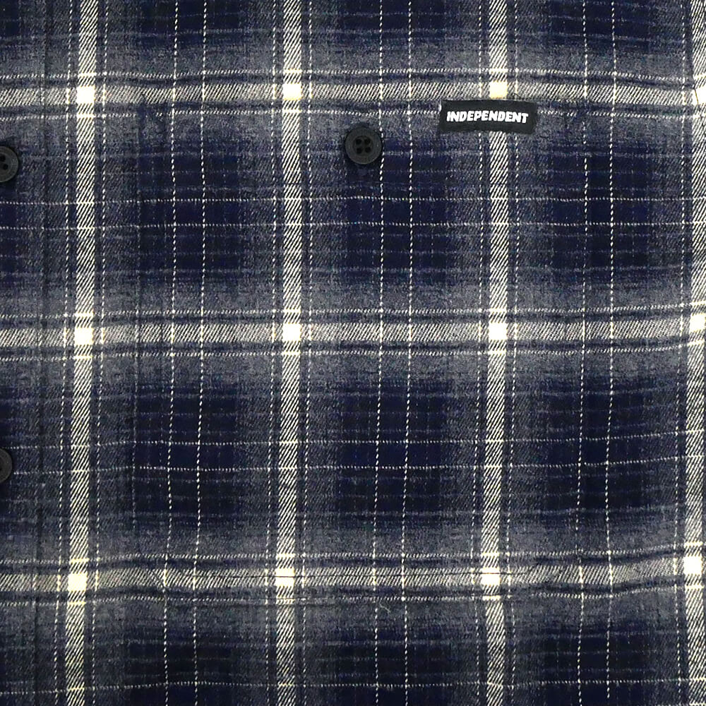 INDEPENDENT SHORT SLEEVE SHIRTS インディペンデント 半袖シャツ BELMONT FLANNEL NAVY/WHITE スケートボード スケボー 2