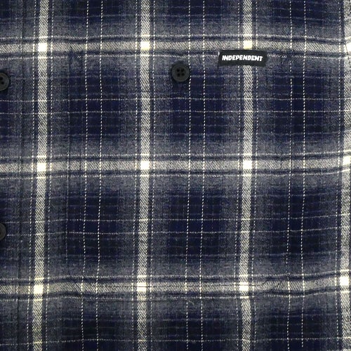 INDEPENDENT SHORT SLEEVE SHIRTS インディペンデント 半袖シャツ BELMONT FLANNEL NAVY/WHITE スケートボード スケボー 2