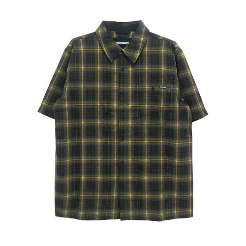 INDEPENDENT SHORT SLEEVE SHIRTS インディペンデント 半袖シャツ BELMONT FLANNEL BLACK/TAN スケートボード スケボー 