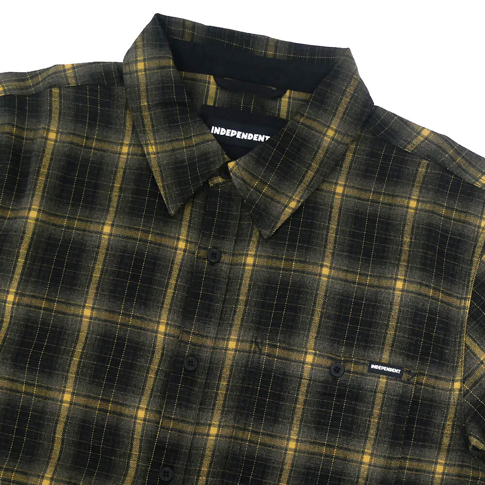 INDEPENDENT SHORT SLEEVE SHIRTS インディペンデント 半袖シャツ BELMONT FLANNEL BLACK/TAN スケートボード スケボー 1